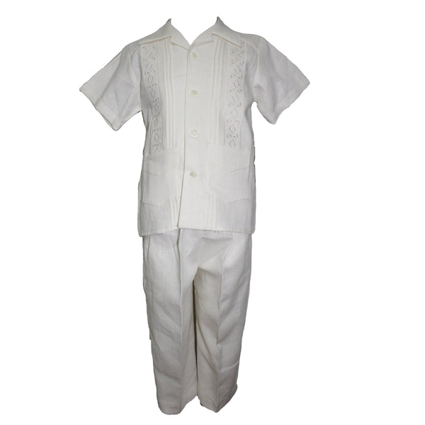 GUAYABERA LINO 2 PZAS NIÑO MOD. 473 COL. HUESO